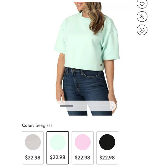 Lee Retro Boxy Oversized Green Cropped Sweatshirt Tee Shirt Top XL New NWT - Picture 5 of 9